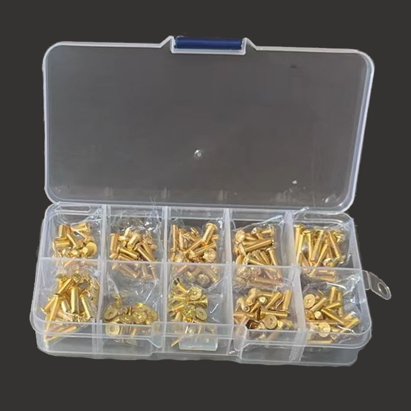 Nuts Mix - ミニボックス付き合金鋼ネジ,yfs m3,12.9,ニッケルと金メッキのネジ,scm435,200個,200個