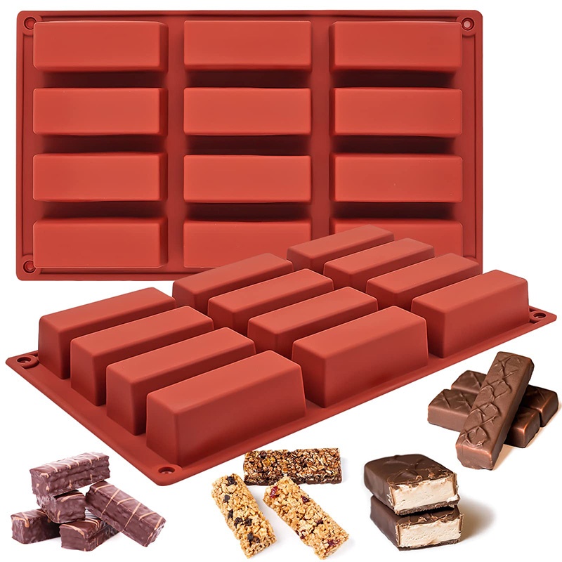 Protein Bar - 1Pc 9/12 グリッド長方形シリコーンキャンディ型ベーキング用耐熱皿チョコレートキャンディプロテインバー DIY ベーキングモールドホームキッチンツール
