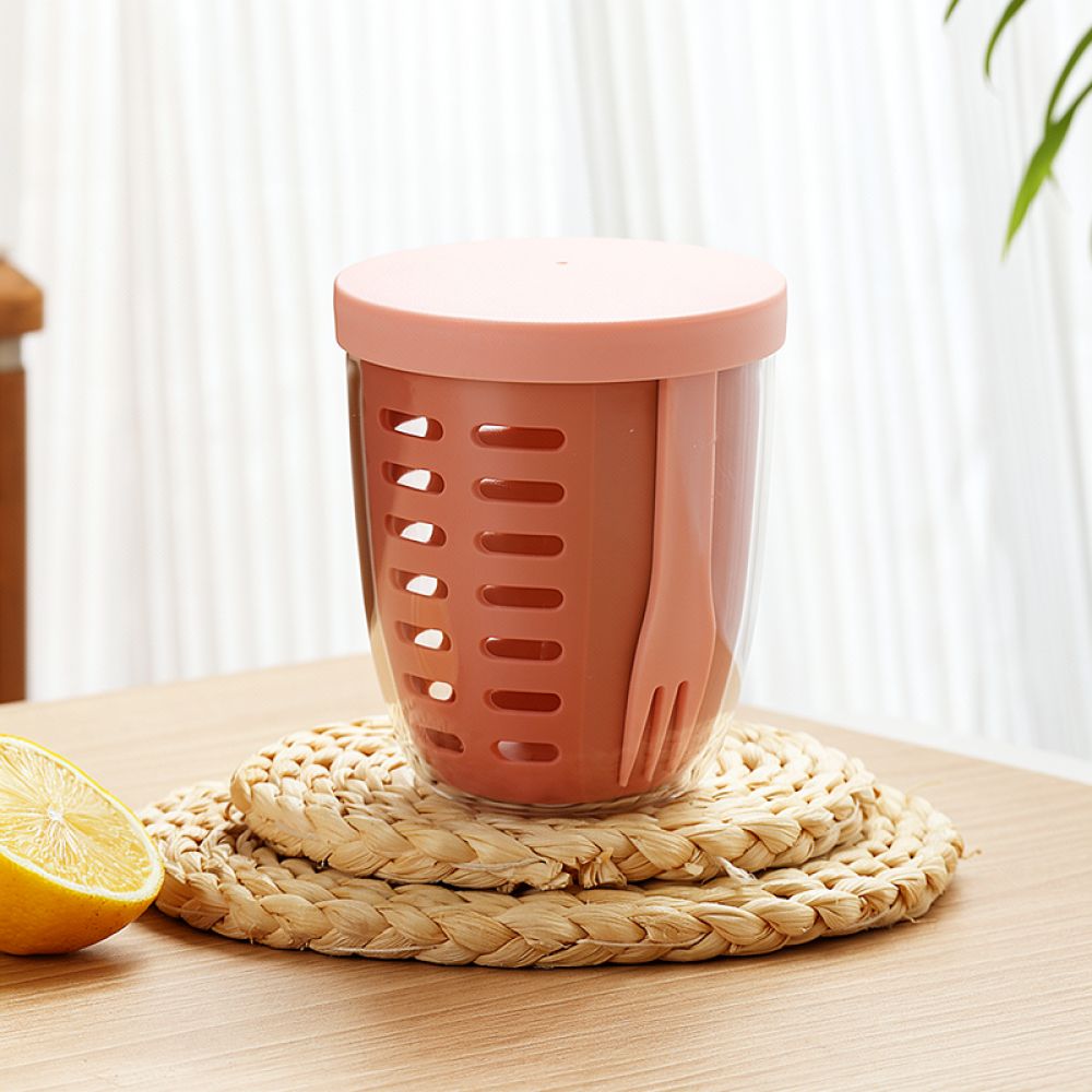 大容量のサラダシェイカーカップ。フォーク付きで持ち運びやすく - Healthy Snacks Food のレビューと価格