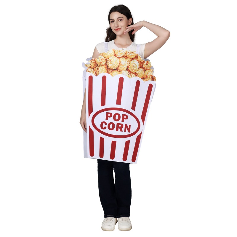 新しいハロウィンコスプレコスチューム 面白いポップコーン柄デ - Popcorn のレビューと価格